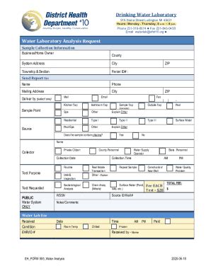 Application Form for Laboratory Drinking Water .